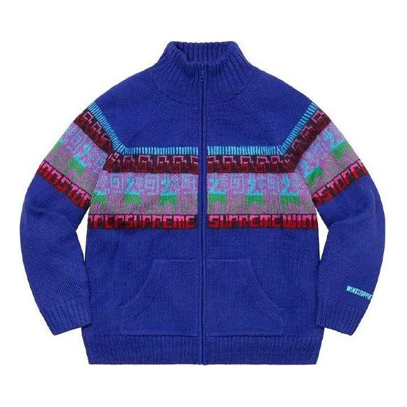 Supreme Chullo WINDSTOPPER Zip Up Sweater 'Blue Red Grey' SUP-FW20-324