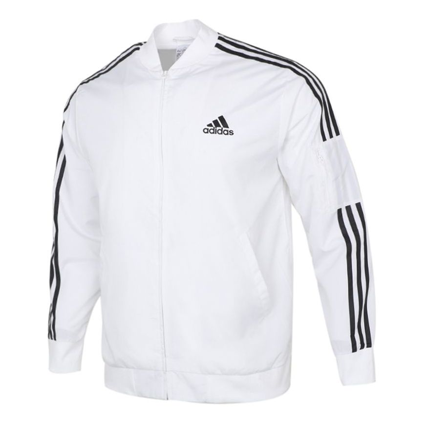 adidas Stripe Sports Woven Logo Jacket White H14635