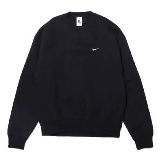 Nike Lab Fleece Crew Solid Color Stay Warm Sports Round Neck Pullover Black DA0318-010