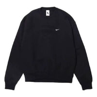 Nike Lab Fleece Crew Solid Color Stay Warm Sports Round Neck Pullover Black DA0318-010