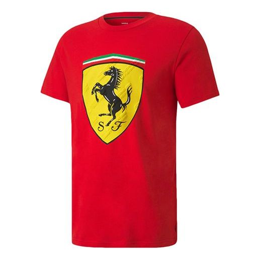 PUMA Ferrari Race Big Shieldtee+ Printing Short Sleeve Racing Red T-Shirt 597956-01