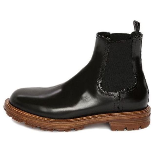 Alexander McQueen Shiny Leather Chelsea Boots 'Black Brown' 683568WHZ8C1452