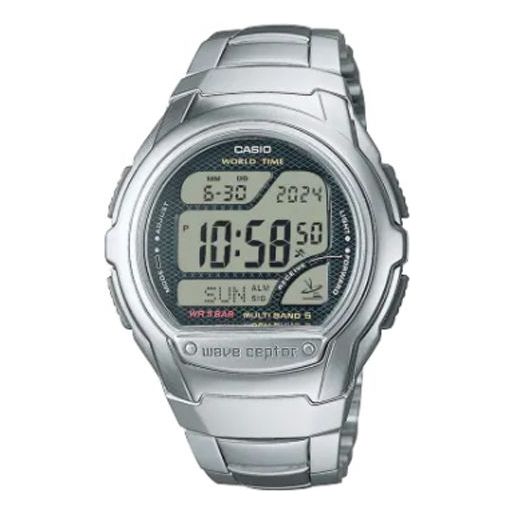 Men's CASIO Fashion Casual Stainless Steel Strap Quartz Stopwatch Business Watch Mens Silver Digital WV-58RD-1AJF