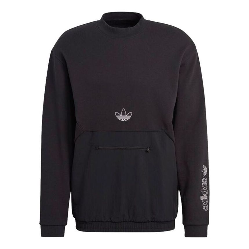 adidas originals Sprt Arc Crew Casual Sports Round Neck Long Sleeves Black GN2464