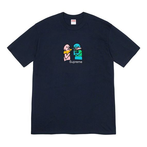 Supreme FW19 Week 17 Bite Tee Cartoon Graffiti Printing Short Sleeve Unisex Navy Blue SUP-FW19-10910