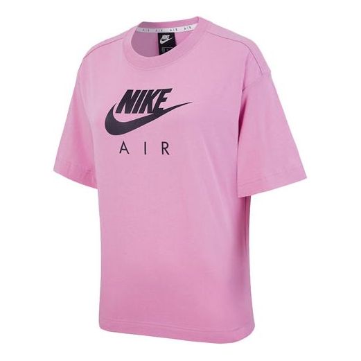 (WMNS) Nike Air Logo Printing Width Loose Sport Short Sleeve 'Pink' DB3841-693
