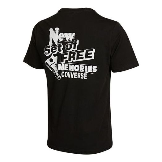 Men's Converse Back Printing Casual Round Neck Short Sleeve Black 10021509-A02