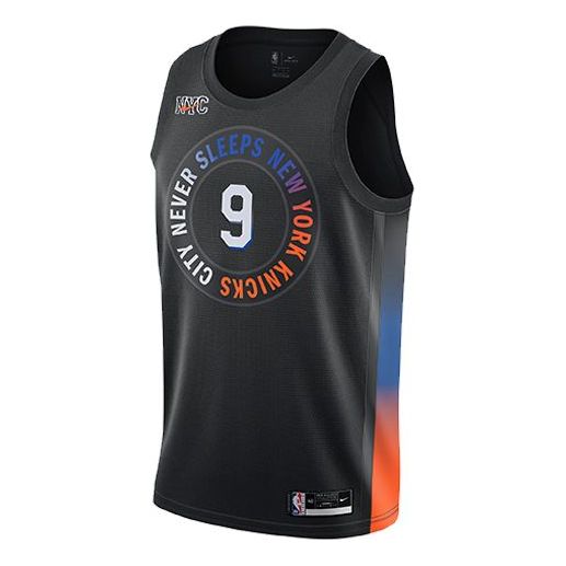 Nike Sports Breathable Basketball Jersey SW Fan Edition New York Knicks 9 Black CN1749-013