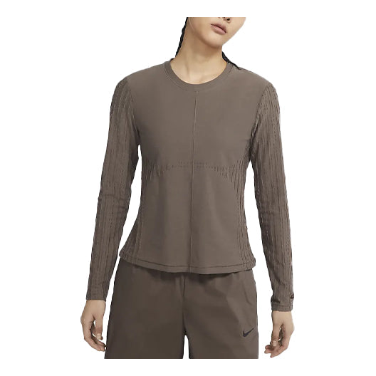 (WMNS) Nike SS22 Sportswear Dri-FIT Adv Tech Pack Quick Dry Knit Round Neck Long Sleeves Brown T-Shirt DM6165-004