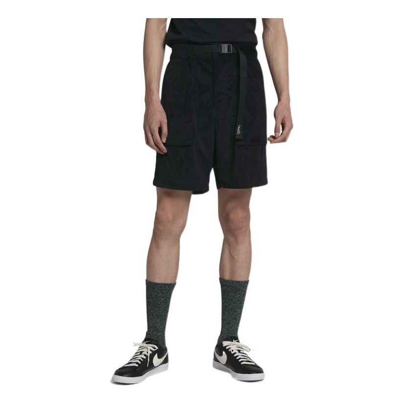 Men's Nike Solid Color Big Pocket Design Adjustable Belt Sports Straight Shorts Black AA1076-010