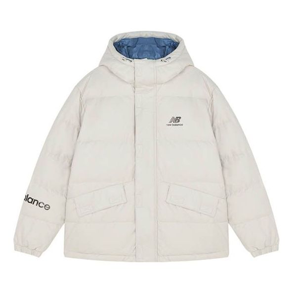 New Balance Logo Down Jacket 'White Blue' AMJ13334-BE