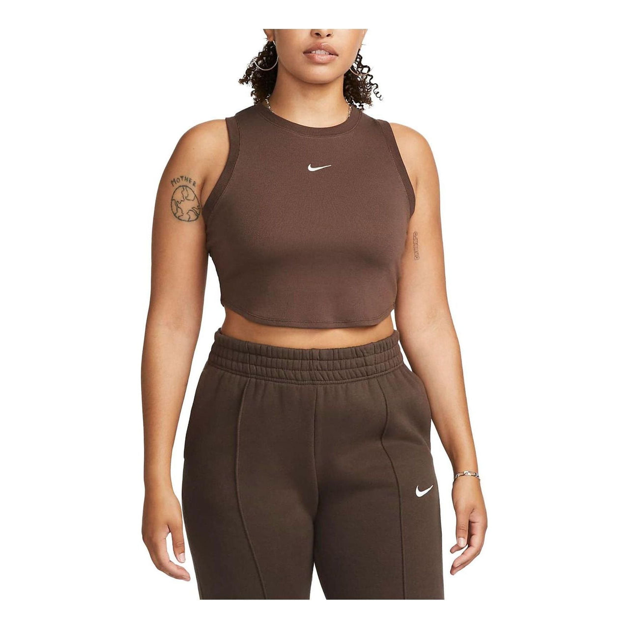 (WMNS) Nike Sportswear Essentials Ribbed Cropped Tank Top 'Brwon' FB8280-237