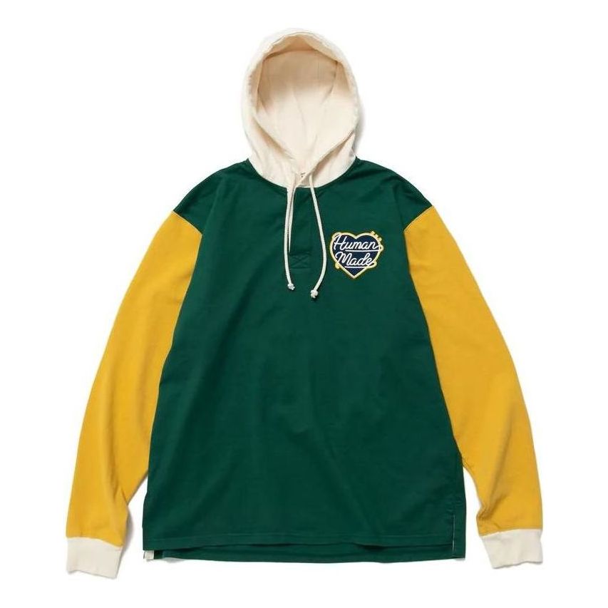 HUMAN MADE Rugby Shirt Hoodie 'Green' HM24CS013