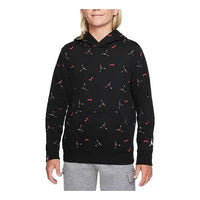 (GS) Air Jordan Full Print Logo Fleece Loose Boy Black DQ8007-010