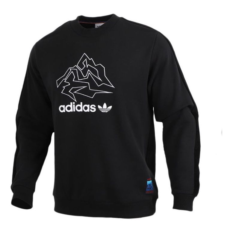 adidas originals Adv Crew logo Printing Casual Round Neck Pullover Sports Black GV0925