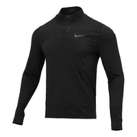 Men's Nike Training Sports Half Zipper Long Sleeves Black T-Shirt DM5504-010