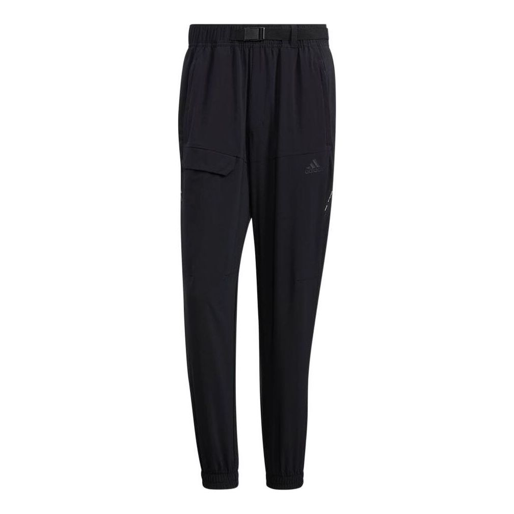 Men's adidas Solid Color Big Pocket Bundle Feet Casual Sports Pants/Trousers/Joggers Black HE9936