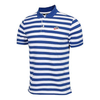 Nike Stripe Cotton Short Sleeve Polo Shirt Blue BQ9075-438