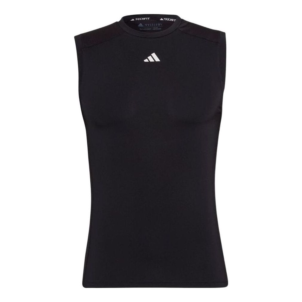 Men's adidas Round Neck Pullover Sports Sleeveless Black T-Shirt HK2338