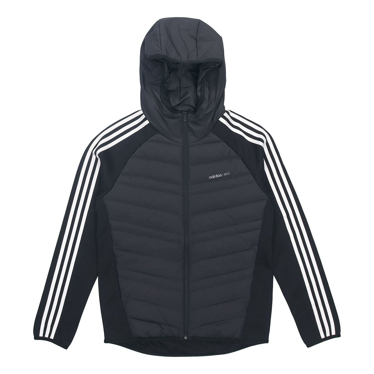 adidas neo M Dwn Hybrd Jkt Splicing Sports hooded down Jacket Black H45248