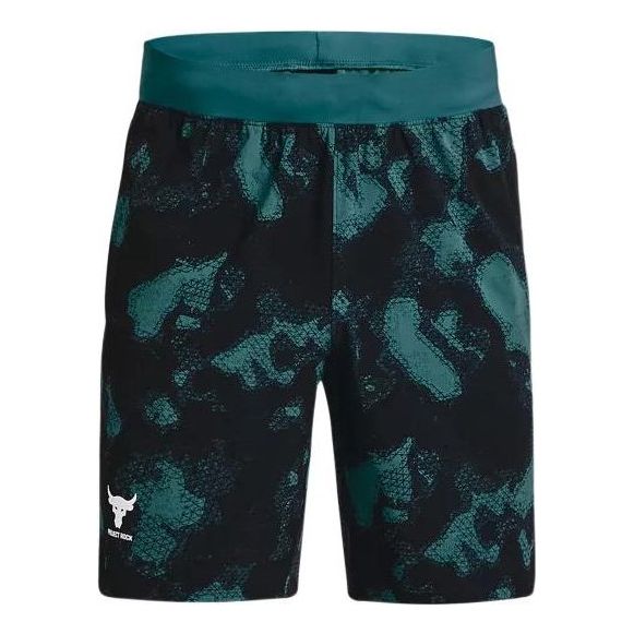 Under Armour Project Rock Woven Camo Printed Shorts 'Black Teal' 1377438-722