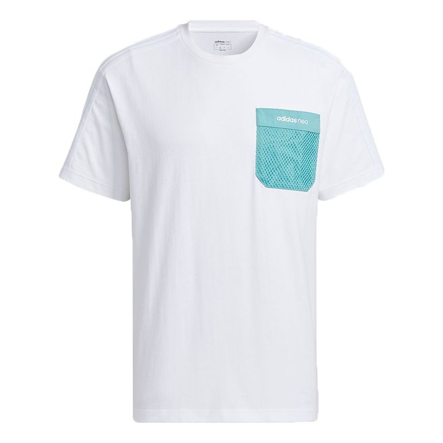 adidas neo M Sw Gr Tee Contrasting Colors Pocket Loose Sports Short Sleeve White H55268