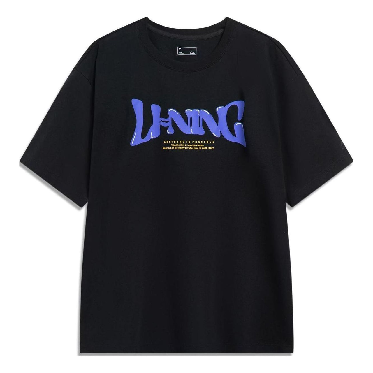 Li-Ning Anything Is Possible Logo T-shirt 'Black Blue' AHST761-1