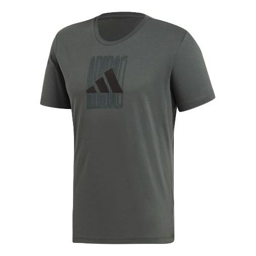 adidas The Pack Q2 Gfx logo Printing Sports Short Sleeve Green DV3059