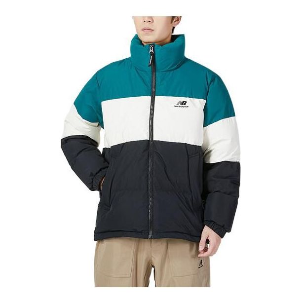 New Balance Warm Down Jacket 'Black White Blue' 5PC44283-HT