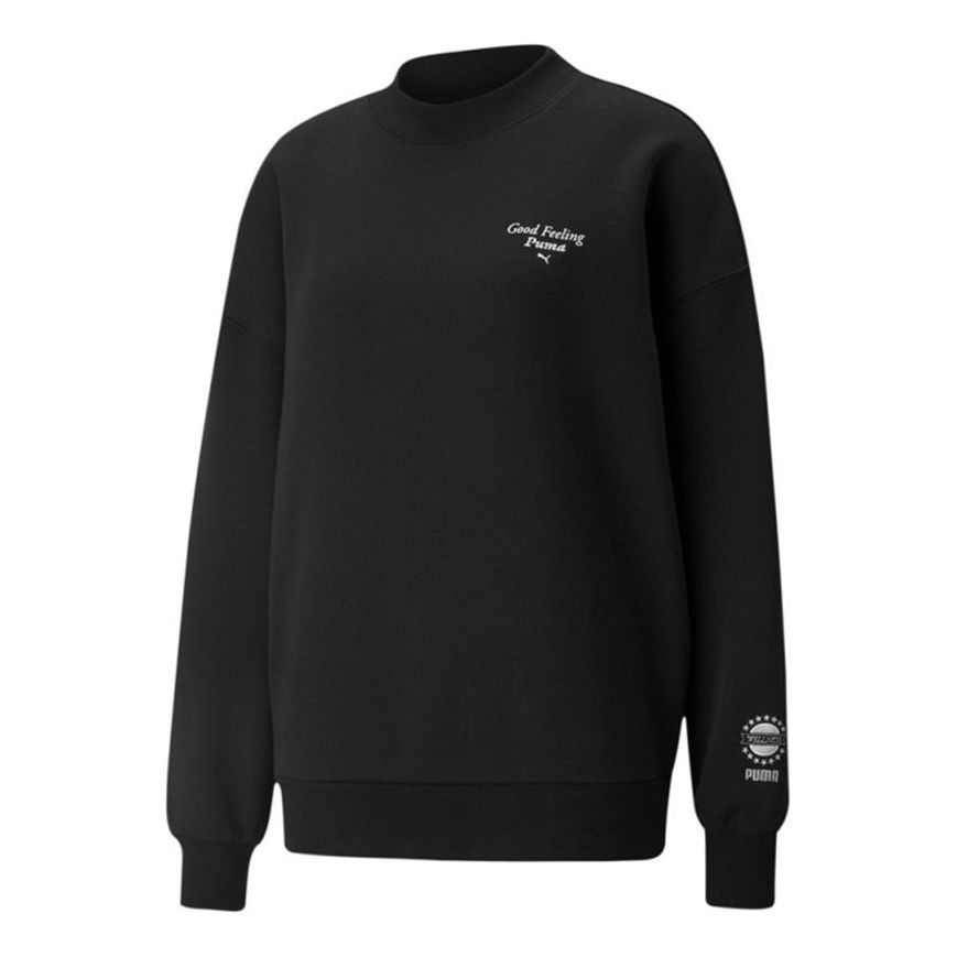 (WMNS) PUMA Logo Wellness Club Crewneck Sweatshirt 'Black' 534398-01