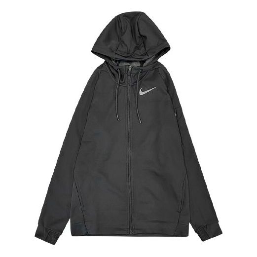 Nike Logo Casual Sports Fleece Lined Hooded Jacket Black CJ5187-010