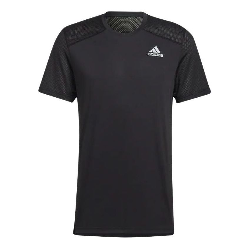adidas Solid Color Logo Round Neck Short Sleeve Black H59885