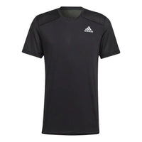 adidas Solid Color Logo Round Neck Short Sleeve Black H59885