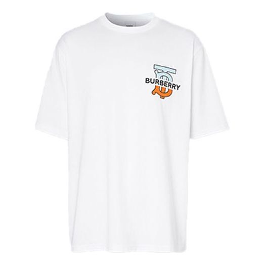 Burberry Logo Pattern Loose Short Sleeve For Men White 80321861