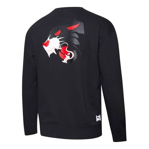 PUMA Fierce Back Printing Sports Round Neck Pullover Black 579096-01