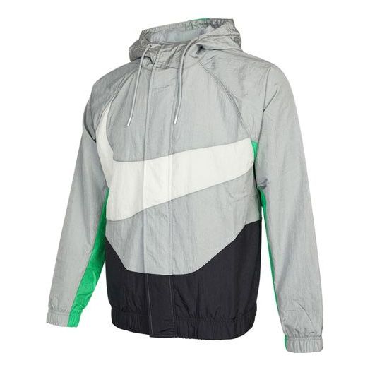 Nike Sportswear Swoosh Contrasting Colors Large Logo hooded Woven Jacket Gray DD5968-077