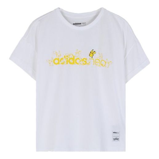 (WMNS) adidas neo x Pokmon Crossover Sports Round Neck Short Sleeve White GC7071