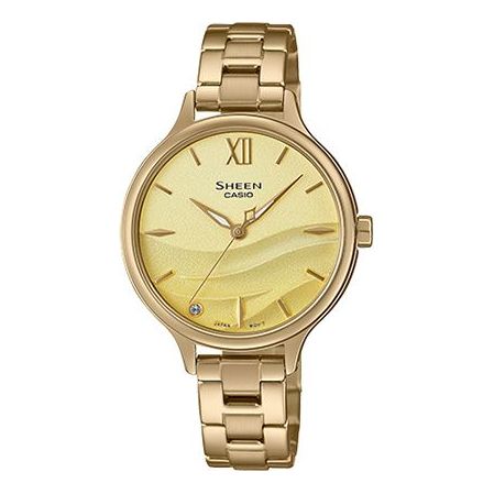 CASIO SEAWAVE Subject Fashion 3d Minimalistic Watch Sapphire Crystal Gradient Gold SHE-4550G-9AUPR