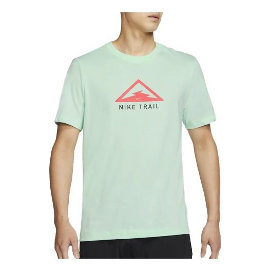 Nike Dri-FIT Trail Alphabet Logo Printing Running Sports Short Sleeve Mint Green CT3858-391