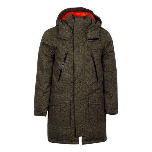 Converse Mid-length Printed Sideline Down Jacket 'Olive Green' 10007260-A01