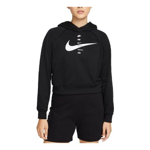 (WMNS) Nike Sportswear Full Logo Hoodie 'Black' DJ1124-010