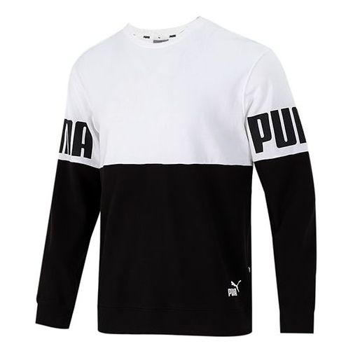 PUMA Colorblock Alphabet Round Neck Pullover Black White 847722-02