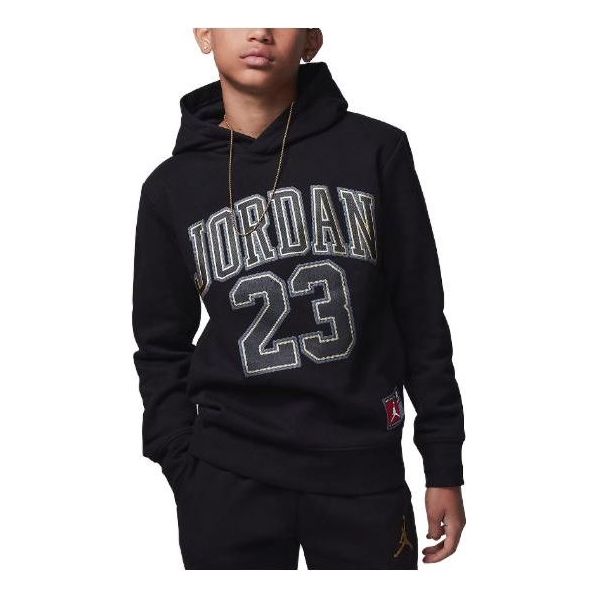 (GS) Air Jordan Fleece Pullover Hoodie 'Black Gold' FV3203-011