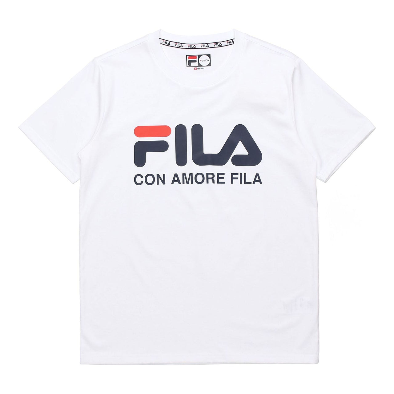 FILA FUSION Casual Logo Printing Round Neck Short Sleeve White T51M019150F-WT