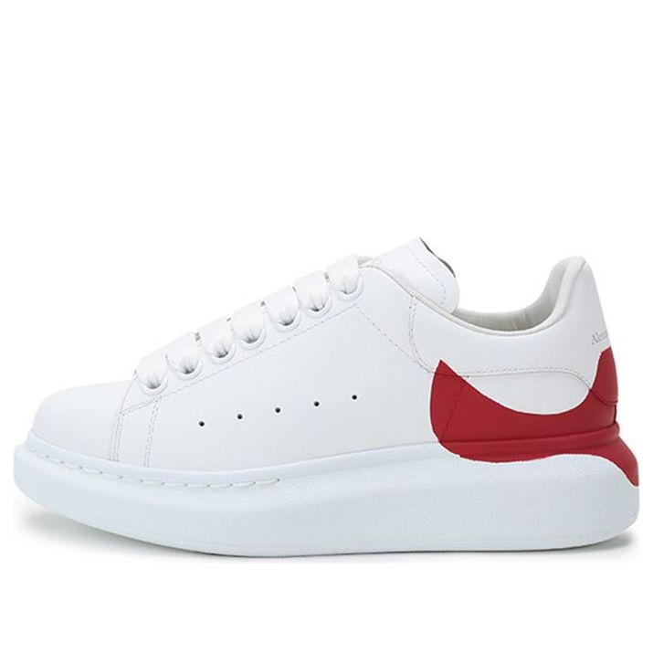 (WMNS) Alexander McQueen Oversized Sneaker 'White Red Heel' 650789WHZ4U9676