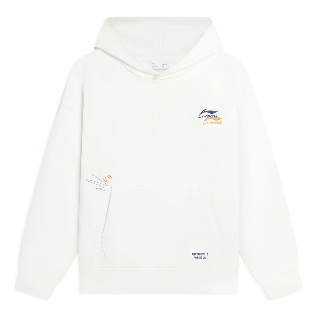 Li-Ning Embroidered Logo Hoodie 'Creamy White' AWDSF73-1