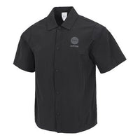adidas neo Solid Color Alphabet Logo Printing Athleisure Casual Sports lapel Short Sleeve Shirt Black HM9977