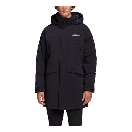 adidas Xplr Dwn Praka Stay Warm mid-length hooded down Jacket Black GE9932