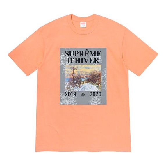 Supreme FW19 Week 17 DHiver Tee Winter Scene Printing Short Sleeve Unisex Red SUP-FW19-10929