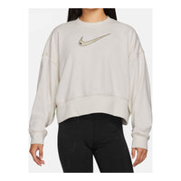 (WMNS) Nike Sportswear Swoosh Logo Embroidered Loose Knit Short Round Neck Pullover Hoodie DO7212-030